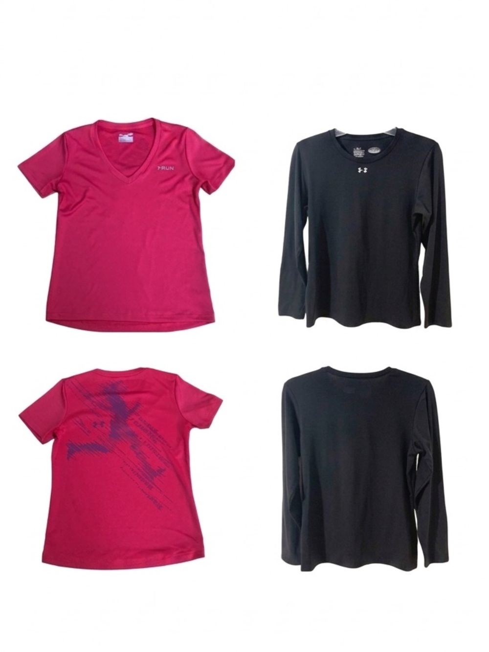 Under Armour Bundle of Two Athletic Running Tops Size Small Long & Short Sleeve